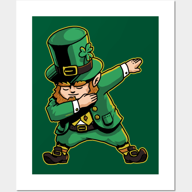 Dabechaun Funny Leprechaun Dabbing St Patricks Day Shirt Wall Art by vo_maria